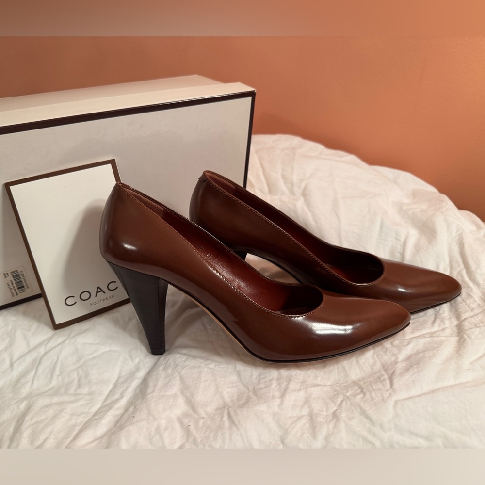 Coach Women's Leather Heels in rich brown